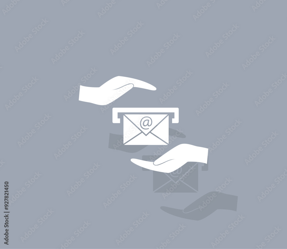 Poster vector icon of white color with shadow on gray background