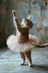 A portrait of a cat dressed as a ballerina