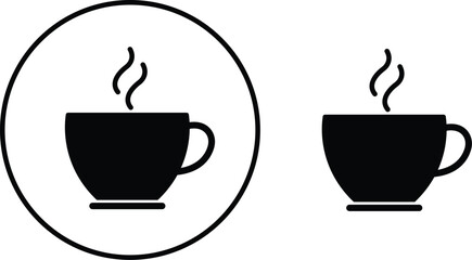 Coffee cup icon set. Tea cup vector black flat and line sign collection isolated on transparent background. Mocha symbol or logo Takeaway concept. Hot drink coffee symbol. Editable stroke for web app