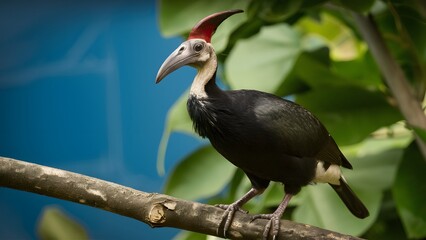 Hoatzin Bird Perched on a Branch in Nature, Realistic Photo, Wallpaper, Cover and Screen for Smartphone, Cell Phone, Computer, Laptop, 9:16 and 16:9 Format