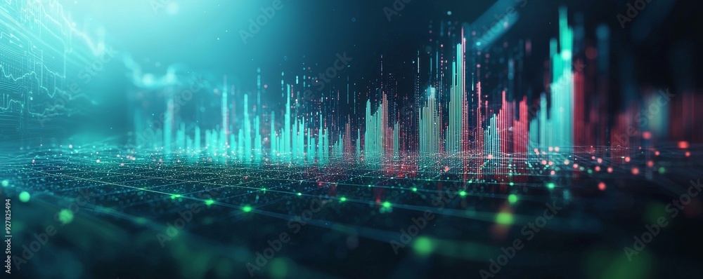 Poster abstract illustration of a digital graph showcasing data analytics and futuristic technology