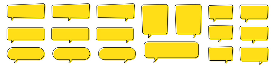 Chat bubble in yellow, quote background, Speech bubble, message box set.
