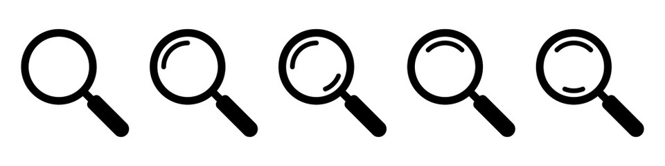 Magnifying glass icon, magnifier or loupe sign. Web search icon.