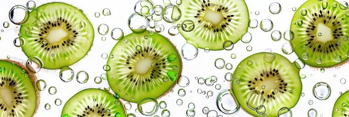 Seamless kiwi fruit cut slice  pattern background