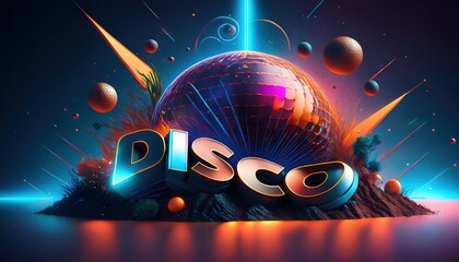 Disco-Themed Digital Art Featuring Vibrant Planets