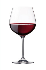A glass of red wine isolated on a white background.