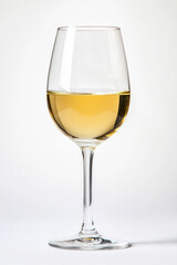 A glass of white wine isolated on a white background.