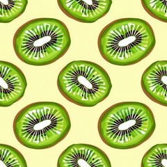 Fototapeta premium Seamless kiwi fruit cut slice pattern background