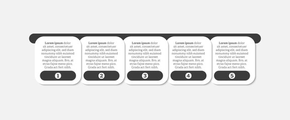 Black and White very simply infographic design with 5 options or steps. Infographics for business concept.
