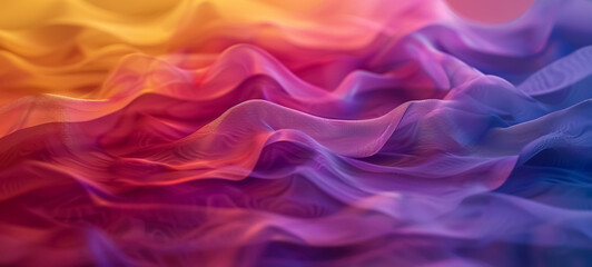 Obraz premium Dark grainy color gradient wave background, purple red yellow blue colors.blurry noisy grunge.