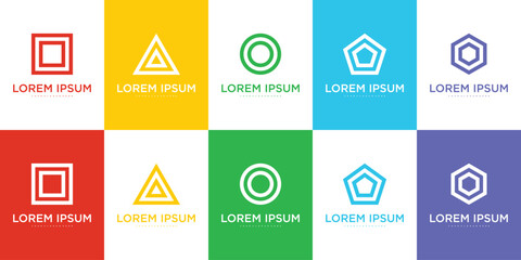 Set of modern geometric abstrack logo design. Premium Vector