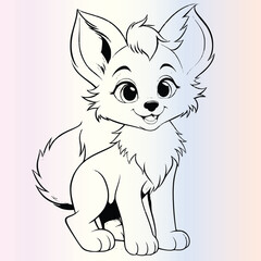 fox cartoon coloring page for kids
