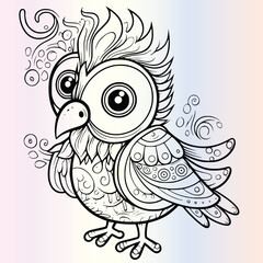Funny Bird Coloring Page For Kids