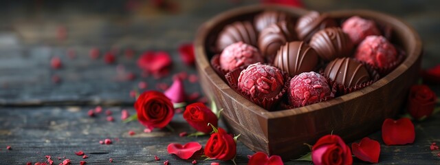 Luxury valentine chocolates in gift box Close-up