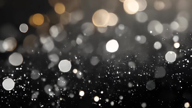 Blurred silver bokeh on black background
