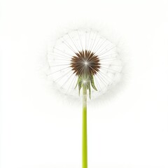 Close-up of a Dandelion Seed Head with White Background