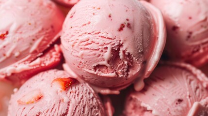 Closeup view texture of tasty strawberry ice cream.