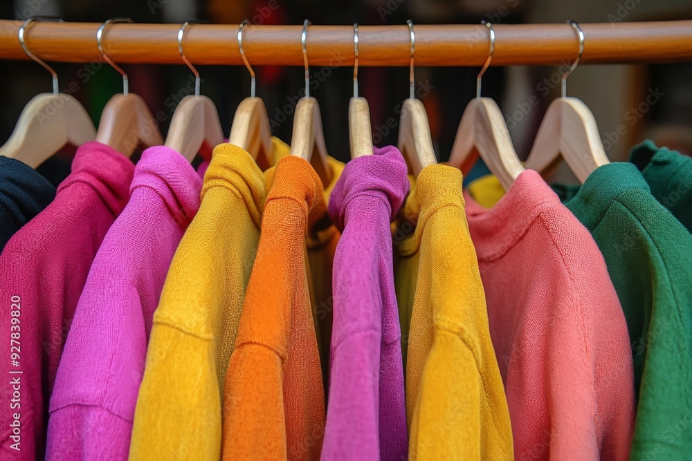 Poster bright and colorful selection of sweaters on display emphasizing comfort and stylish options for coo