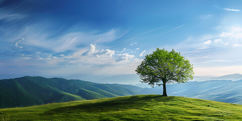 Solitary Tree on Green Hill