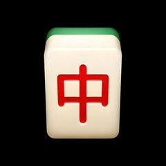 Obraz premium Mahjong Red Dragon Tile Emoji