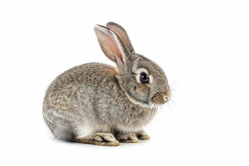 Obraz premium A single gray bunny against a white backdrop