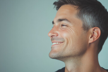 Fototapeta premium A close up of a man's face with his eyes closed