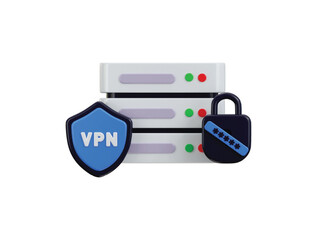 Fototapeta premium VPN protected data center icon 3d rendering vector illustration