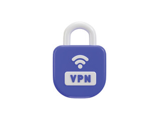 vpn icon with padlock icon 3d render concept of protected private network