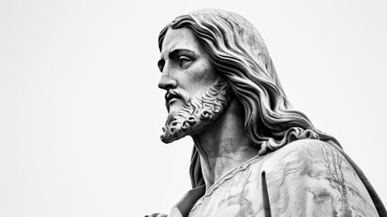 Fototapeta premium Close-Up of Jesus Christ Statue in Striking Black and White.