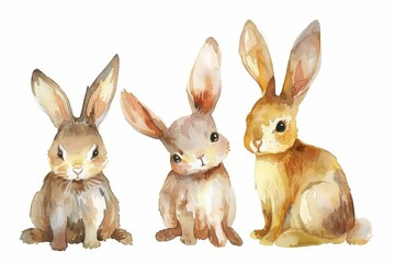Easter symbols cute bunnies on white