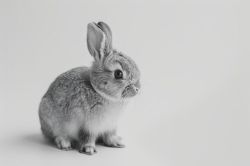 Obraz premium Grey bunny on white surface