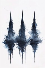 Obraz premium Three Symmetrical Nails in Simple Watercolor Painting Style.