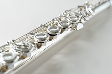 Fototapeta premium Silver flute photo on white background