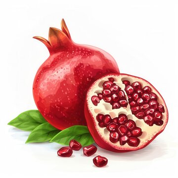 red pomegranate fruit with seeds clip art preview