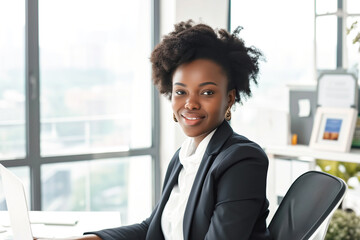 Portrait of a beautiful black business woman in the office