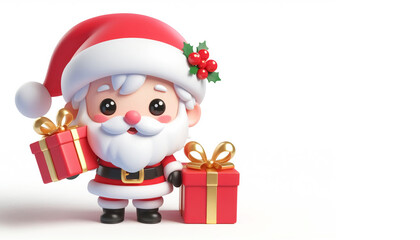 Funny Santa Claus cartoon on white background. Time to celebrate Christmas
