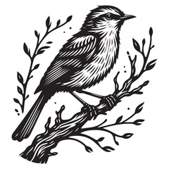 Bird Silhouette Vector Art Illustration