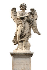 Rome angel statue on the Angels bridge isolated on white background