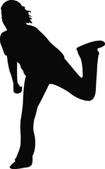 a girl jumping body silhouette vector