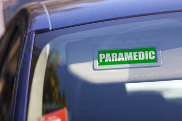 Paramedic - Car sun visor sign