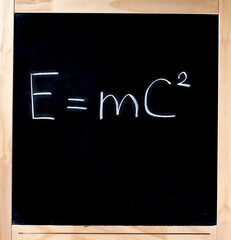 Famous Formula Einstein handwritten animation on blackboard 
