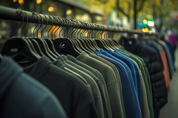 Elegant arrangement of mens suits on hangers showcasing a range of styles for various professional and social occasions