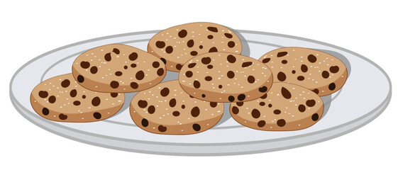 cookies on a plate vector isolated a white background
