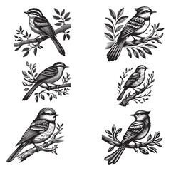 Bird Silhouette Vector Art Illustration Set