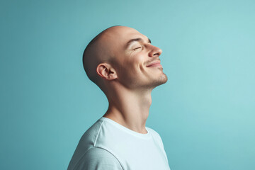 Obraz premium A close up of a man's face with his eyes closed