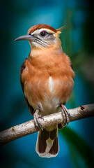 Lyrebird Perched on a Branch with Blue Background, Realistic Photo, Wallpaper, Cover and Screen for Smartphone, Cell Phone, Computer, Laptop