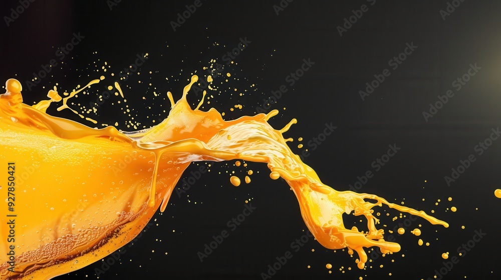 Wall mural Fresh orange fruit with juice splash closeup view