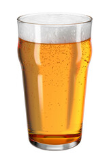 Beer on the isolated transparent background. Pint glass. Bar theme. Alcoholic drink. 3d rendering.