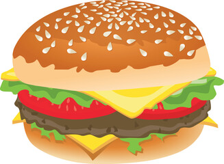 hamburger cartoon illustration vector isolated on a white