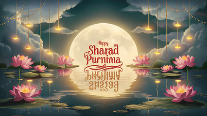 Sharad Purnima festival celebrated on the full moon day.Banner and background.